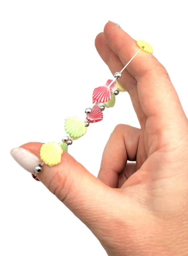 AMERICAN WIT Colorful Faux Sea Shell Bead Stretchy Kid's Bracelets (12 Pack) Mermaid Theme - Image 3